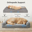 42 Inch Large Dog Bed, Chew‑Proof Orthopedic Egg‑Crate Foam with Washable Cover & Anti‑Slip Bottom, Grey