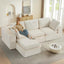 #A01 Beige L-Shaped Couch Modular Sectional Sofa, 3 Seat Comfy Cloud Couch Chaise, with Sponge Cushion