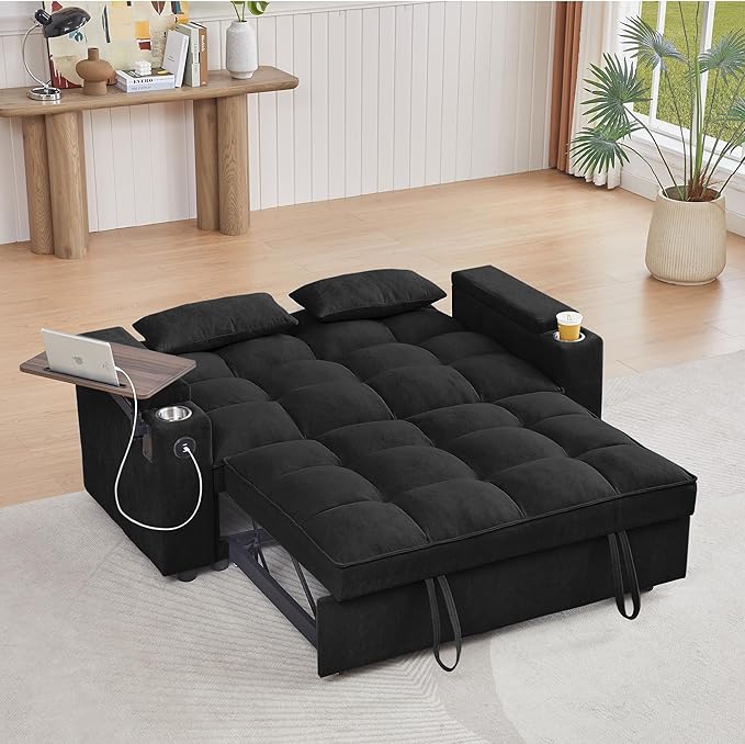 65'' 3-in-1 Folding Convertible Sofa Bed, Pullout Sofa