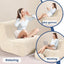Beige Soft Bean Bag Couch for Adults with Ottoman,, High-Resilient Foam  Lazy Sofa
