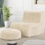 Beige Soft Bean Bag Couch for Adults with Ottoman,, High-Resilient Foam  Lazy Sofa