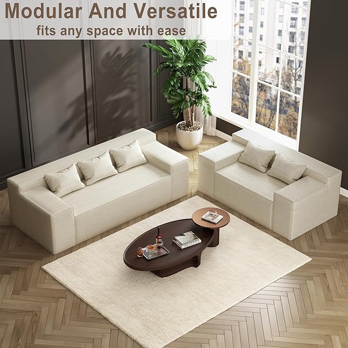 Cat-Scratch Resistant Linen Modern 3-Seater Sofa