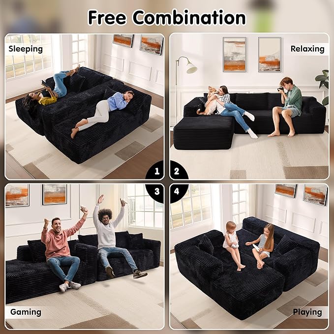 104" Cloud Sectional Couch with L-Shape Chaise,Modern Modular Sofa