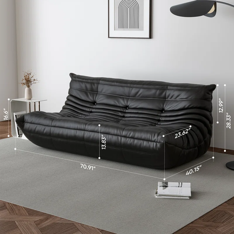 #S09 Armless Large Microfiber Leather 3-Seat Bean Bag Sofa