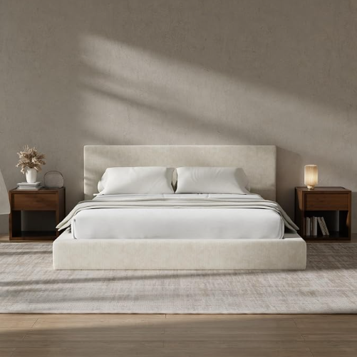 Cloud Upholstered Bed Frame | Plush Padded Headboard, 360° Soft Foam Surround, No Box Spring, Easy Assembly