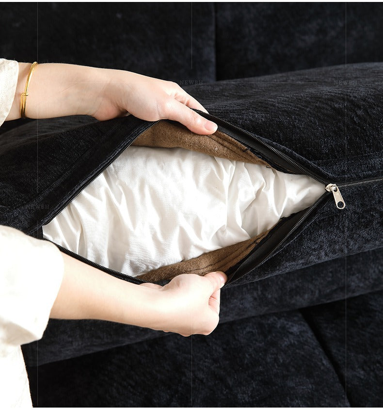 Chenille Pixel Sofa Black Retro Fabric Sofa