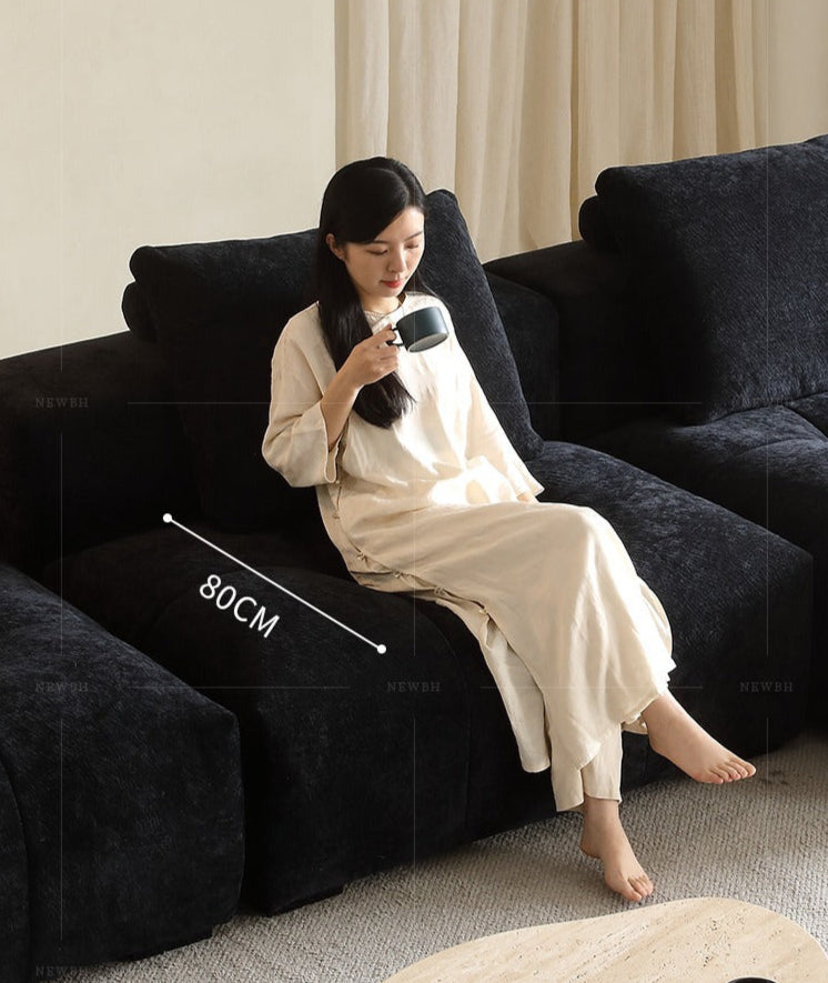 Chenille Pixel Sofa Black Retro Fabric Sofa