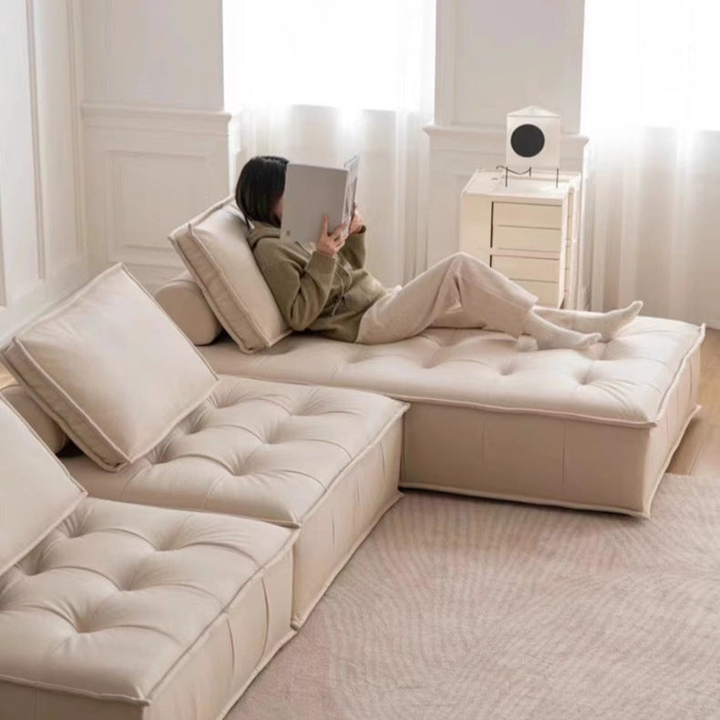 #S03 Compressible Sponge Single Sofa Corduroy Tofu Block Boneless Sofa