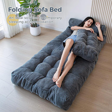 #S01 Corduroy Lazy Sofa Mattress Two in One Home Portable Compression Sofa