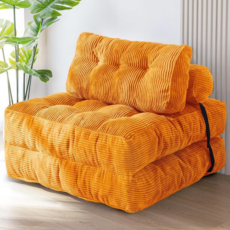 #S01 Corduroy Lazy Sofa Mattress Two in One Home Portable Compression Sofa