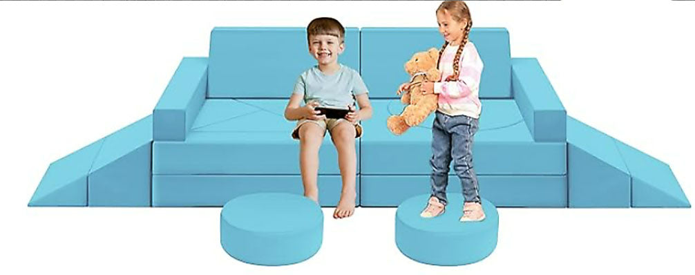 18Pcs Modular Convertible Kids Foam Play Couch for 1-3 Years Old to Teens