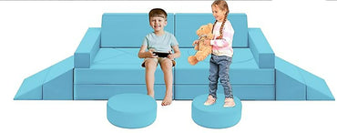 A-020,18Pcs Modular Convertible Kids Foam Play Couch for 1-3 Years Old to Teens