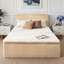 A-024,All‑in‑One Boneless Bed | No Assembly, Upholstered Frame with Headboard, 16.7" Medium‑Firm Memory Foam Mattress, Beige