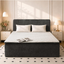 A-024,All‑in‑One Boneless Bed | No Assembly, Upholstered Frame with Headboard, 16.7" Medium‑Firm Memory Foam Mattress, Beige