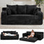 A05,3-in-1 Furry Boneless Sofa Bed, Convertible Loveseat Sleeper with Detachable Cushion & 4 Pillows, No Assembly
