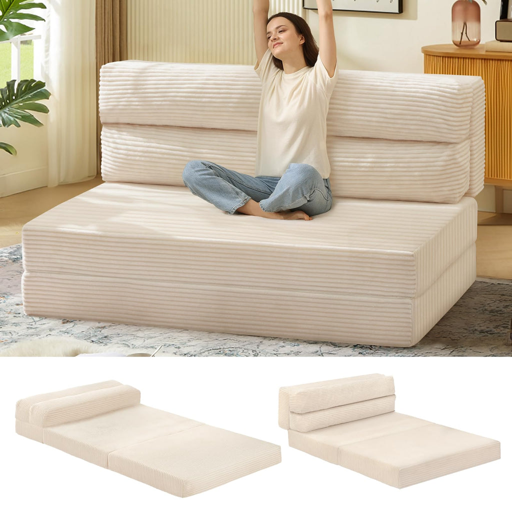A-016,Convertible Folding Sofa Bed 2 in 1 Pull Out Sleeper Chair with Pillow, Portable Floor Couch