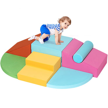 A-001,7PCS Soft Foam Climbing Blocks, Indoor Toddler Climbing Play Set for Crawling, Climbing & Sliding