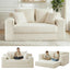 A05,3-in-1 Furry Boneless Sofa Bed, Convertible Loveseat Sleeper with Detachable Cushion & 4 Pillows, No Assembly