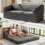 H09,70" 3-in-1 Corduroy Foldable Sofa Bed, Thick Boneless Floor Couch with Handle