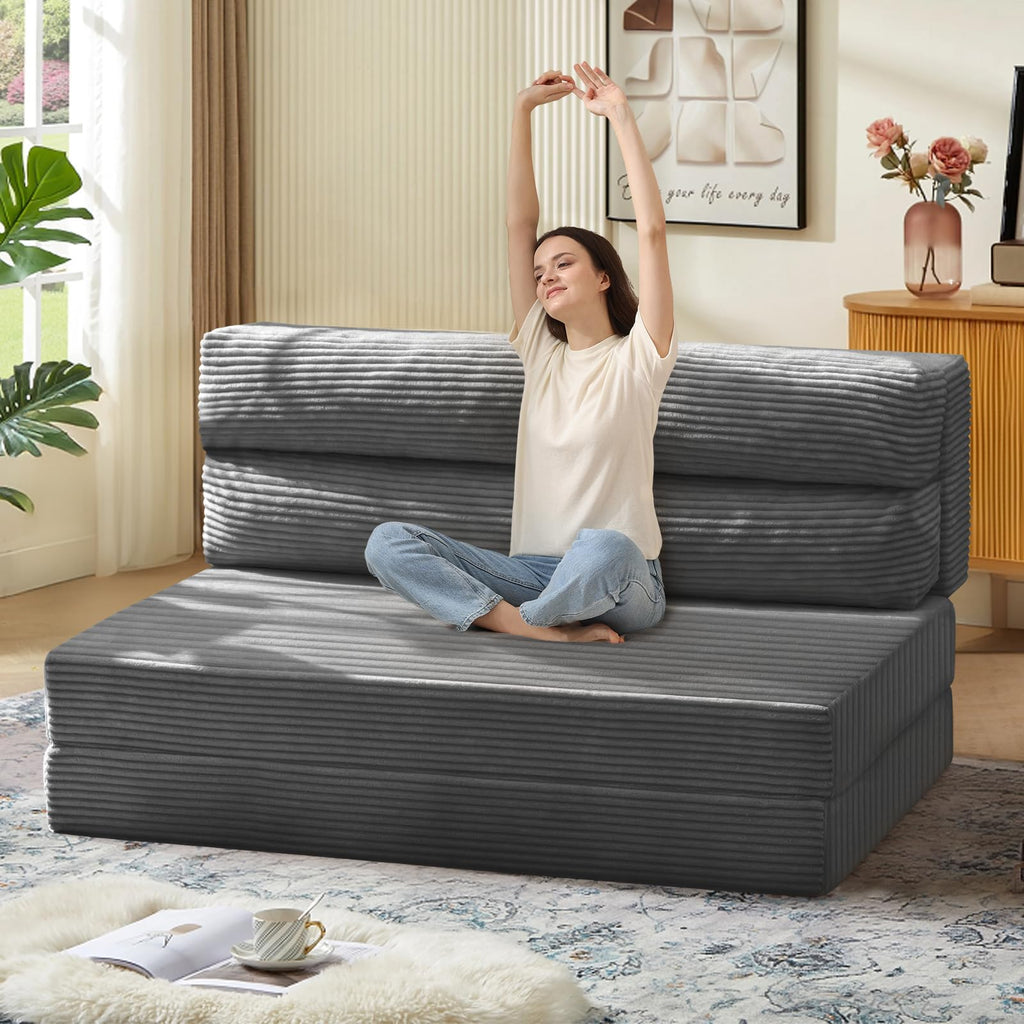 A-016,Convertible Folding Sofa Bed 2 in 1 Pull Out Sleeper Chair with Pillow, Portable Floor Couch