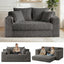 A05,3-in-1 Furry Boneless Sofa Bed, Convertible Loveseat Sleeper with Detachable Cushion & 4 Pillows, No Assembly