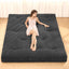 A-010,Full Size 4" Japanese Corduroy Futon Mattress, Foldable Roll-Up Floor Tatami Mat, Black