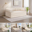 A-006,5-in-1 Convertible Folding Sofa Bed, Tri-Fold Corduroy Boneless Floor Futon with Removable L-Shaped Armrests