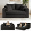 A05,3-in-1 Furry Boneless Sofa Bed, Convertible Loveseat Sleeper with Detachable Cushion & 4 Pillows, No Assembly