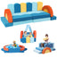 A-017,22Pcs Ocean‑Theme Modular Kids Play Couch, Convertible Fort Sofa Bed