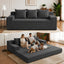 A011,2-in-1 Convertible Corduroy Boneless Sofa Bed, Compression Folding Floor Couch with 3 Pillows