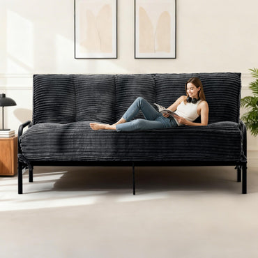 A-012,Full Size 10" Foldable Futon Mattress, Corduroy Shredded Foam Mattress with Straps, Frame Not Included