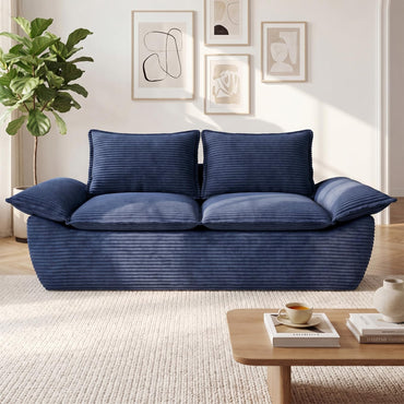 A12,56" 2-Seater Boneless Loveseat, Compressed Foam Couch with Removable Cushions and Pillows