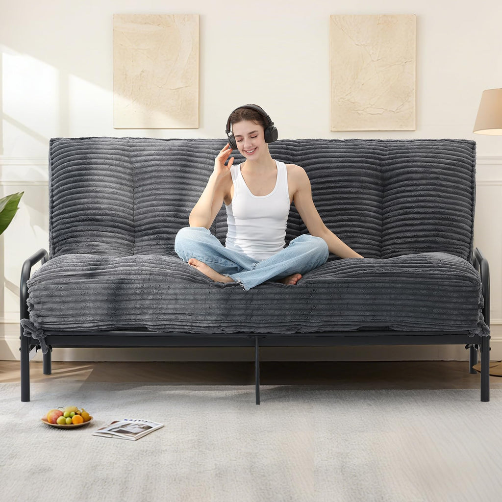 CD01-2,Full Size 10" Ultra Thick Japanese Floor Futon Mattress, Grey (Frame Not Included)
