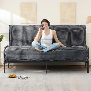 CD01-2,Full Size 10" Ultra Thick Japanese Floor Futon Mattress, Grey (Frame Not Included)