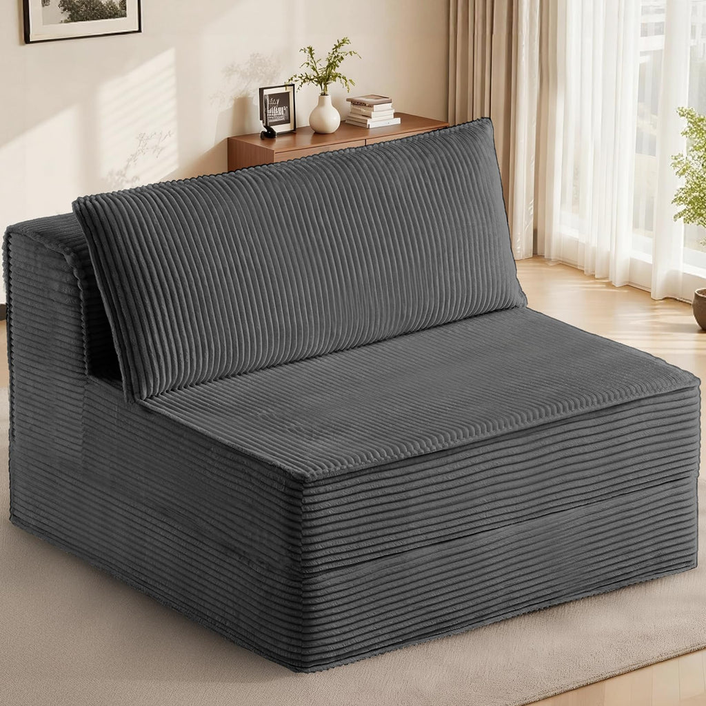 H03,Fold Out Convertible Loveseat Sofa Bed, Portable Floor Lounge with Pillow