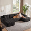 A-002,Oversized U-Shaped Corduroy Cloud Sectional Sofa, Deep Seat Boneless Modular Couch, No Assembly