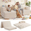A16,Convertible Modular Kids Play Couch, Soft Corduroy Toddler Sofa Bed with 3 Pillows