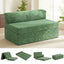J02,5-in-1 Corduroy Convertible Sofa Bed, Full Size Boneless Loveseat with Washable Cover, Grey