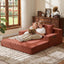 A011,2-in-1 Convertible Corduroy Boneless Sofa Bed, Compression Folding Floor Couch with 3 Pillows
