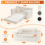 A08,2-in-1 Boneless Loveseat Sofa Bed, Fold Out Floor Couch with Pillows, Beige