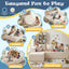 A16,Convertible Modular Kids Play Couch, Soft Corduroy Toddler Sofa Bed with 3 Pillows