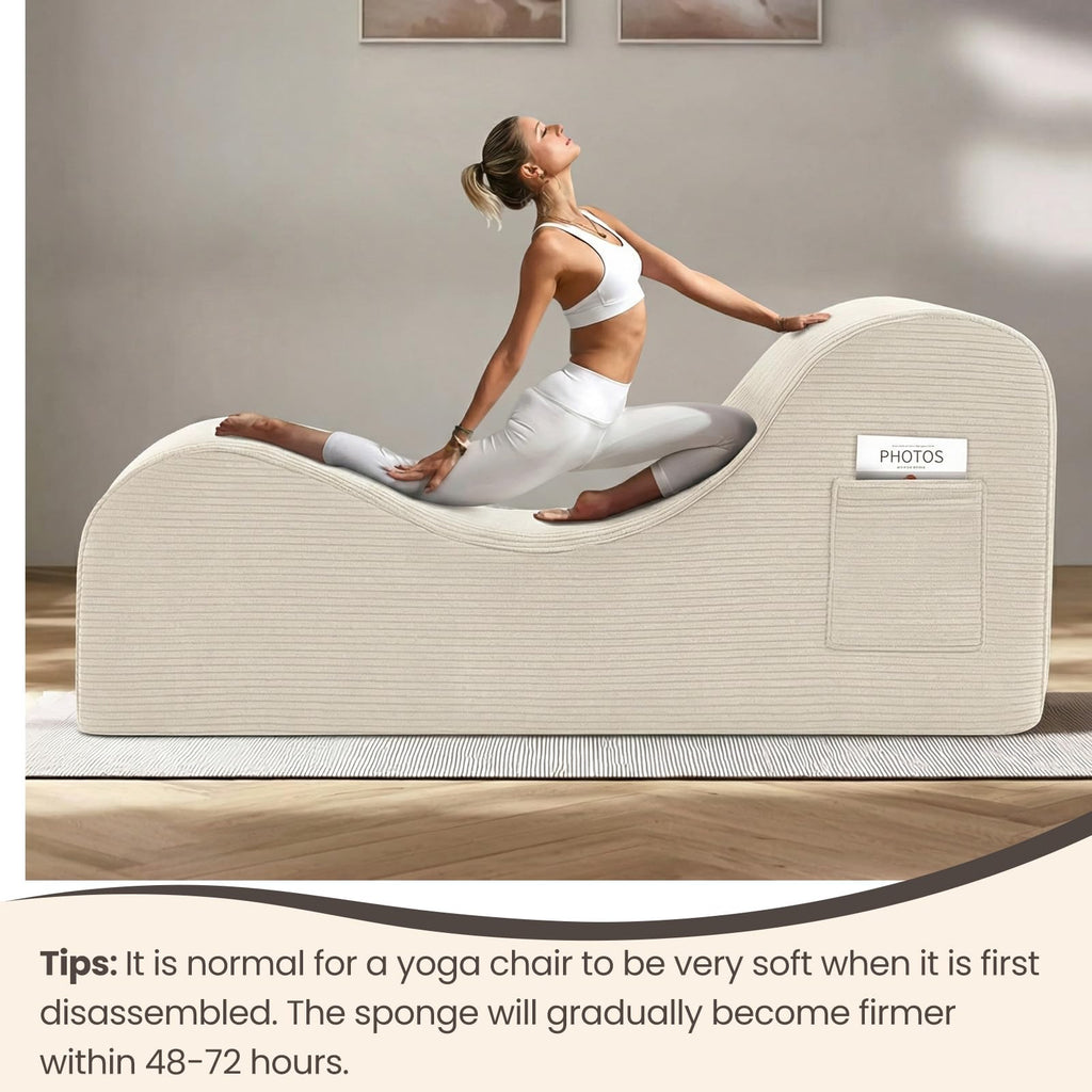 A-011,Adult Ergonomic Yoga Lounge Chair, Chaise with Ottoman, Headrest, Waist Pad & Side Pocket