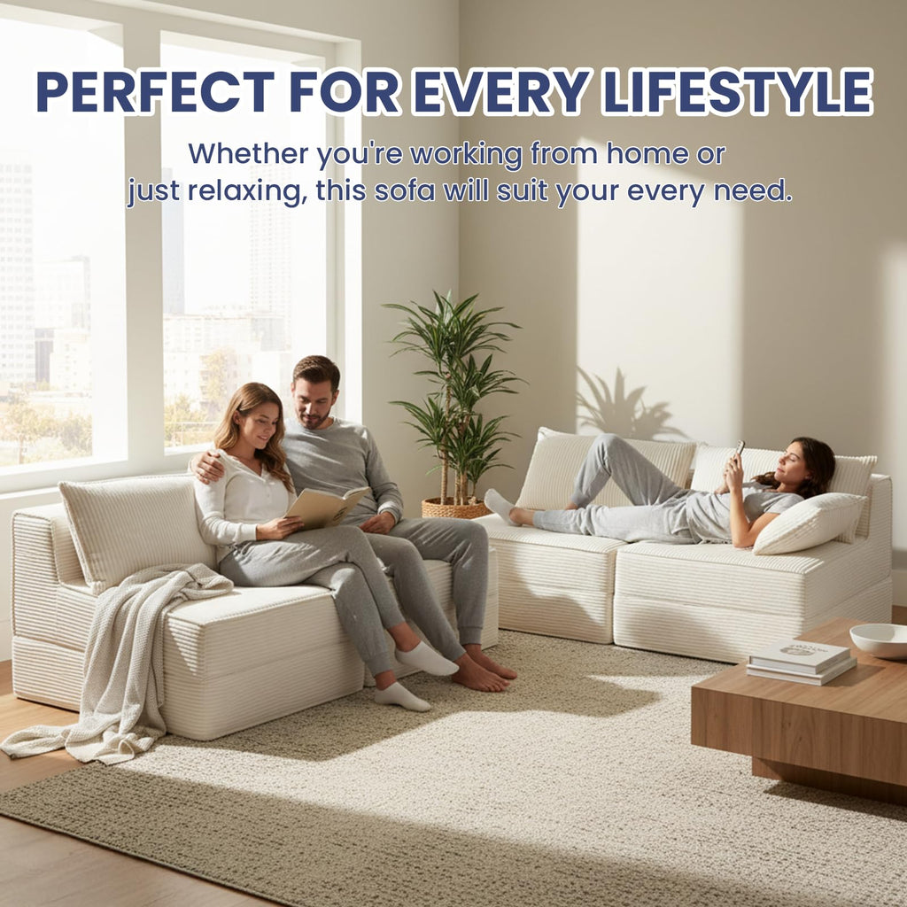 H03,Fold Out Convertible Loveseat Sofa Bed, Portable Floor Lounge with Pillow