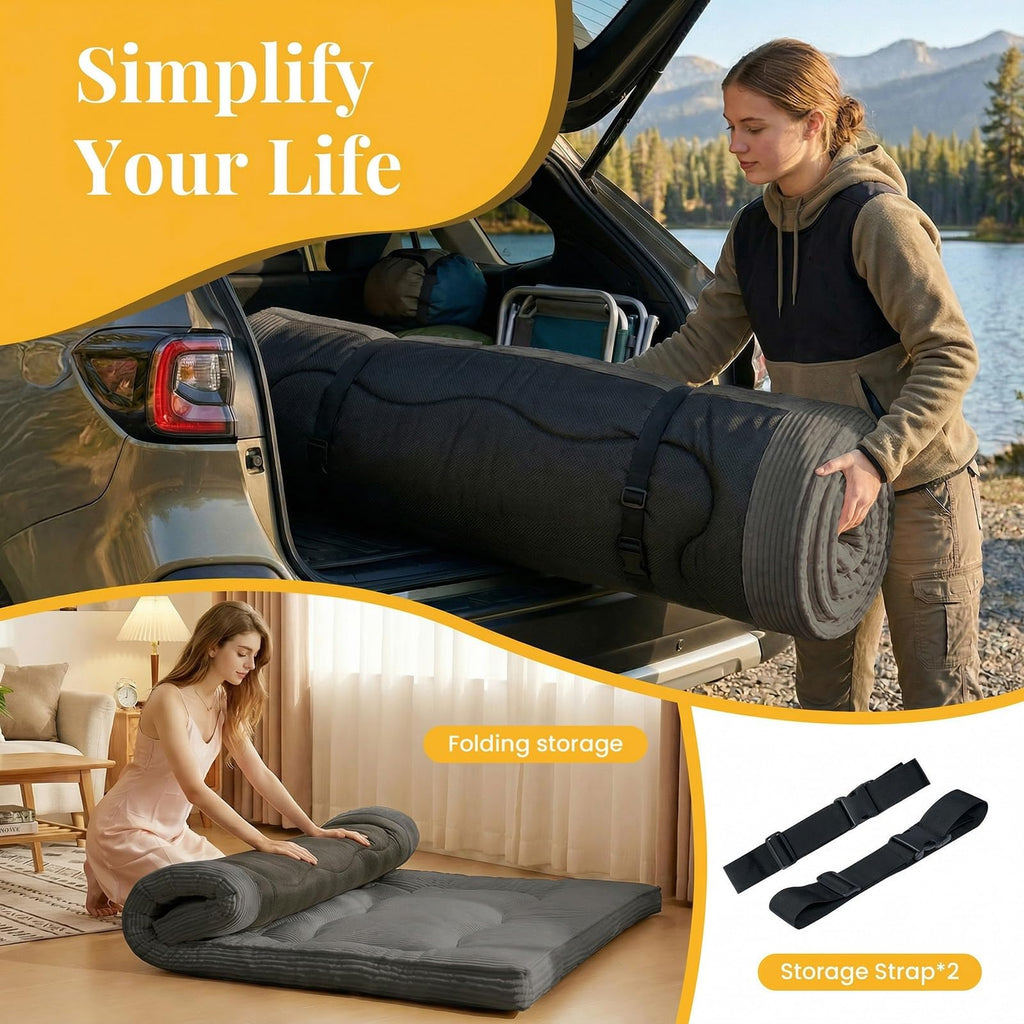 A-009,Japanese Floor Futon Mattress Twin Size, 4" Foldable Thick Tatami Sleeping Pad, Sofa Floor Cushion Bed