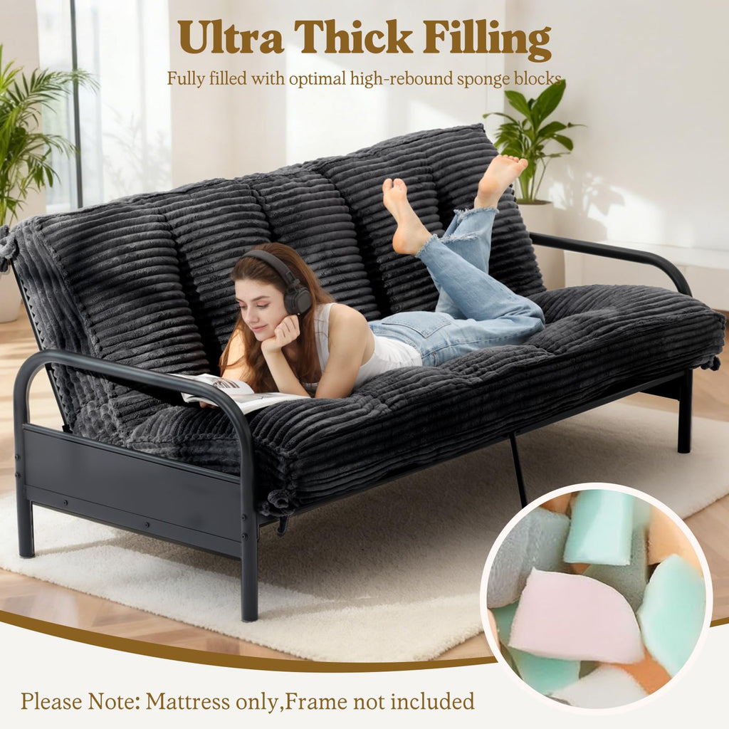 CD01-2,Full Size 10" Ultra Thick Japanese Floor Futon Mattress, Grey (Frame Not Included)