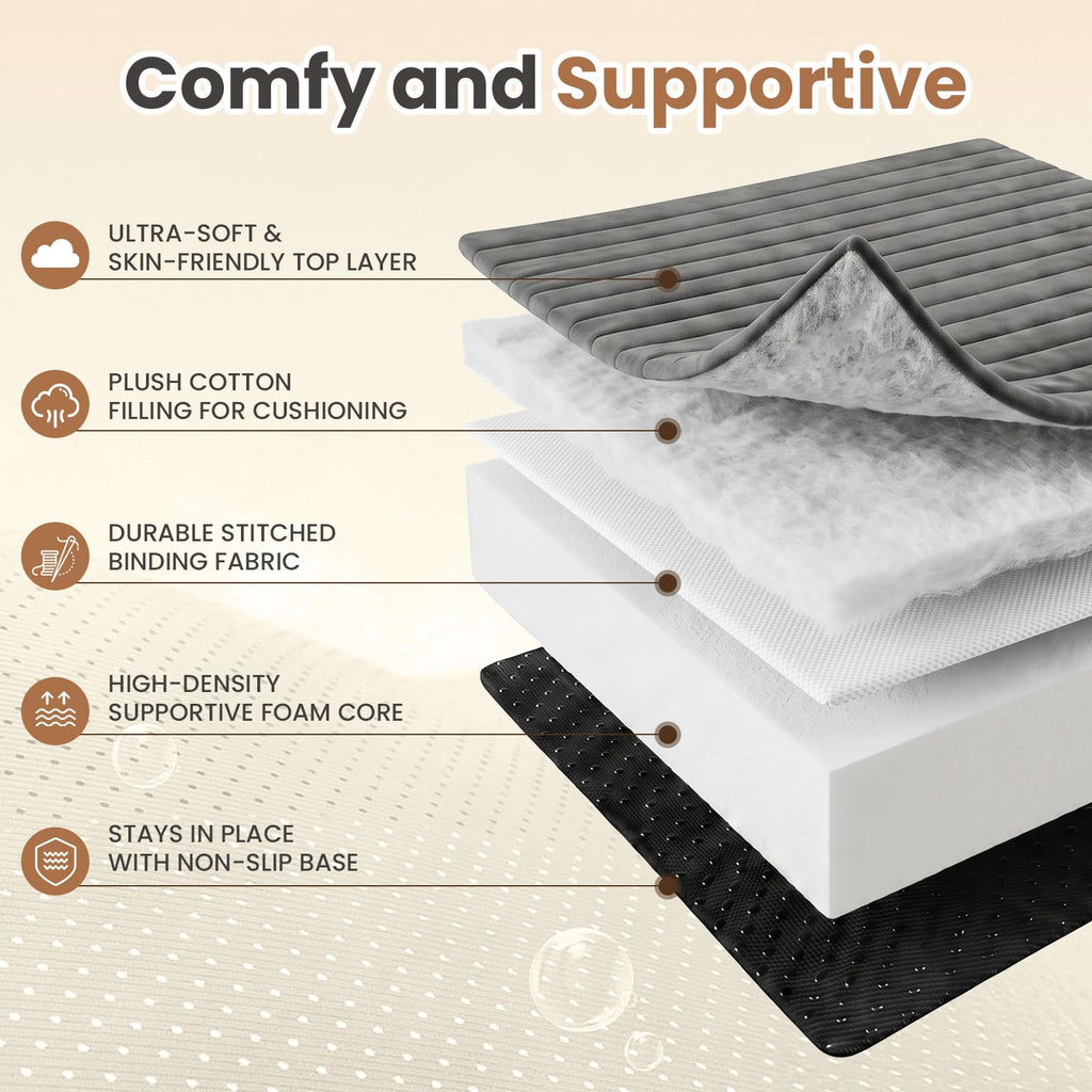 J01,Erament Twin 6" Tufted Tri-Fold Mattress, Portable Foam Floor Guest Bed, Corded Fabric