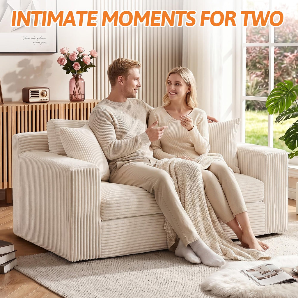 A08,2-in-1 Boneless Loveseat Sofa Bed, Fold Out Floor Couch with Pillows, Beige
