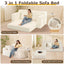 A-007,5-in-1 Convertible Corduroy Boneless Loveseat Sofa Bed with Ottoman, No Assembly
