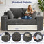 A05,3-in-1 Furry Boneless Sofa Bed, Convertible Loveseat Sleeper with Detachable Cushion & 4 Pillows, No Assembly