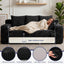 A05,3-in-1 Furry Boneless Sofa Bed, Convertible Loveseat Sleeper with Detachable Cushion & 4 Pillows, No Assembly